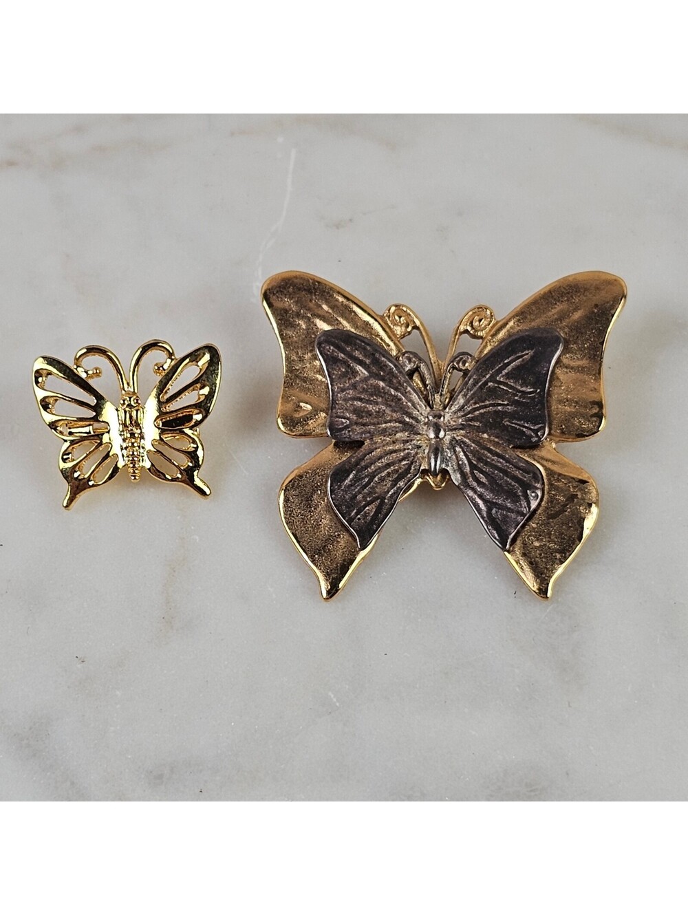 Premier Designs Two Tone Butterfly Brooch Pin Lot Gold Silver Tone